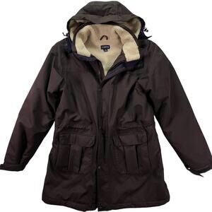 Lands’ End Squall Parka Mens M Brown Waterproof Insulated Fleece Lined Coat NWOT